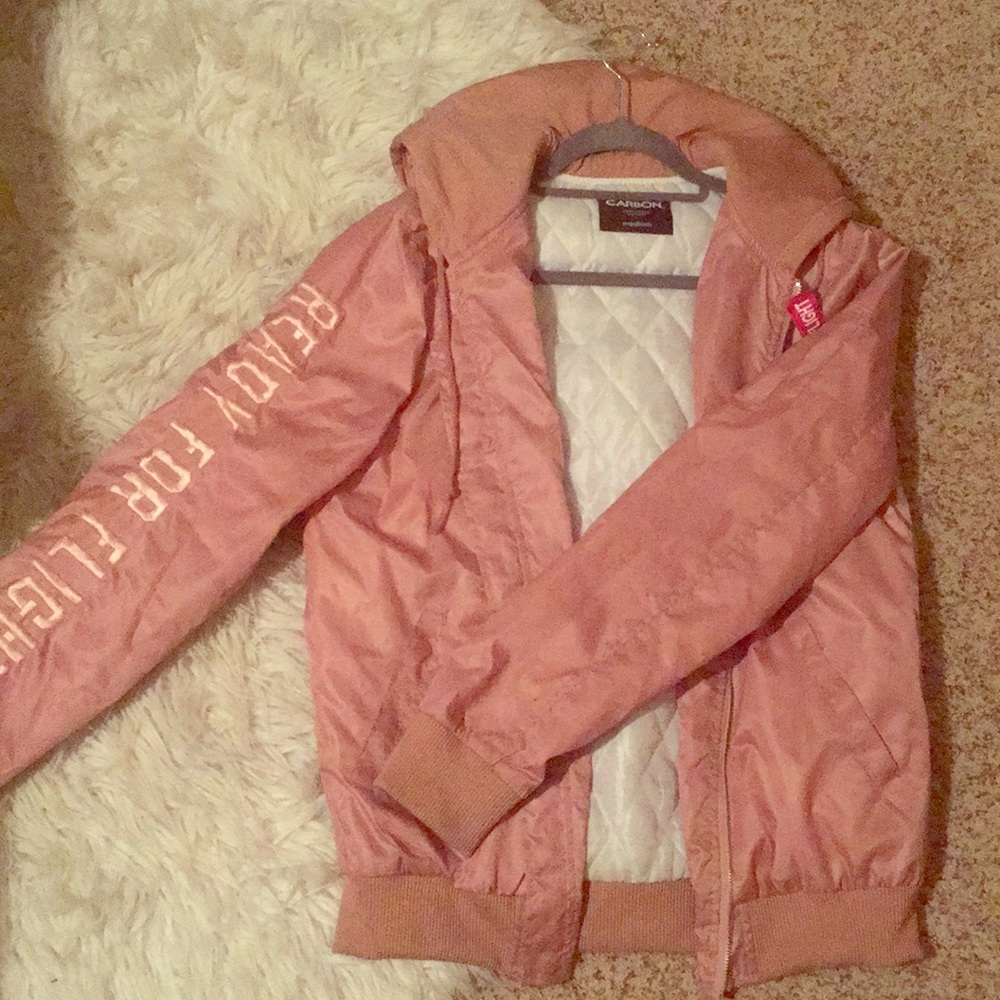 Pink bomber style jacket